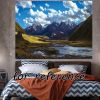 Mountains Bedroom Tapestry Landscape Background Cloth Bedside Wall Hanging Cloth Room Decoration Tapestry, 43x59 inch