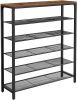 Shoe Rack; Shoe Shelf Storage Organizer with 5 Mesh Shelves and Large Surface for Bags