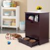 Pet Feeder Station with Storage; Made of MDF and Waterproof Painted; Dog and Cat Feeder Cabinet with Stainless Bowl