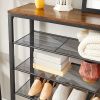 Shoe Rack; Shoe Shelf Storage Organizer with 5 Mesh Shelves and Large Surface for Bags