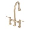 Double Handle Bridge Kitchen Faucet With Pull-Down Spray Head