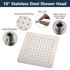 Brushed nickel 10&quot; Square Rainfall &amp; High Pressure Stainless Steel Bath Shower head