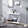 White Console Table; 2-tier Small Narrow Entryway Table with Storage Shelf; 39.4" Sofa Table for Living Room; White