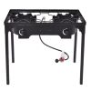 Double Burner Gas Propane Cooker Outdoor Camping Picnic Stove Stand BBQ Grill