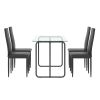 5-piece Rectangle Dining Table Set;  Tempered Glass Dining Table for Kitchen Room;  (Transparent+Black)