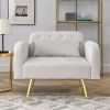 [Video] Modern adjustable backrest recliner single sofa armchair; upholstered button tufted recliner with footrest and gold legs for living room bedro