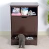 Pet Feeder Station with Storage; Made of MDF and Waterproof Painted; Dog and Cat Feeder Cabinet with Stainless Bowl