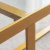 Minimalism rectangle coffee table; Golden metal frame with tempered glass tabletop