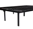 14" Heavy Duty Steel Slat Queen Platform Bed Frame; Black