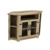 44 Inch Modern Farmhouse Wood Entertainment Center; TV Console with Double Doors and Storage Cabinets; Yellow Walnut