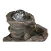 9.84inches Cascading Resin-Rock Falls Tabletop Water Fountain with LED Lights&Ball, Indoor Oudoor Decorative Tabletop Fountain for Stress Relief