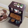 Pet Feeder Station with Storage; Made of MDF and Waterproof Painted; Dog and Cat Feeder Cabinet with Stainless Bowl