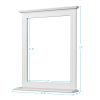 Square Vanity Makeup Bathroom Wall Mirror with Holding Shelf White