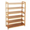 High Quality 6 Tier Wood Bamboo Shelf Entryway Storage Shoe Rack Home Furniture