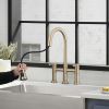 Double Handle Bridge Kitchen Faucet With Pull-Down Spray Head