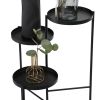 3 Tier Foldable Metal Plant Stand with Trays for Living Room, Bedroom, Balcony, Hallway, Black XH