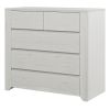 Off White Simple Style Manufacture Wood Chest with Gray Wood Grain Sticker Surfaces Five Drawers Large Storage Space for Living Room Bedroom Guest Roo