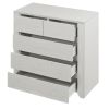 Off White Simple Style Manufacture Wood Chest with Gray Wood Grain Sticker Surfaces Five Drawers Large Storage Space for Living Room Bedroom Guest Roo