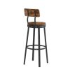 Swivel bar stool set of 2 with backrest; industrial style; metal frame; 29.5'' high.(Rustic Brown; 13.4''w x 40.5''h)