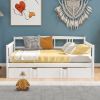 Full Size Daybed Wood Bed with Twin Size Trundle; White