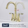 Bathroom Faucet Brushed Gold with Pop up Drain & Supply Hoses 2-Handle 360 Degree High Arc Swivel Spout Centerset 4 Inch Vanity Sink Faucet 4011B-NA