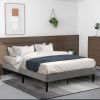 King size Modern Black Platform Bed Frame with Wood Slats