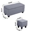 Large Storage Ottoman Bench Set; 3 in 1 Combination Ottoman; Tufted Ottoman Linen Bench for Living Room; Entryway; Hallway; Bedroom Support 250lbs