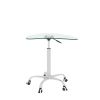 Adjustable Height Transparent Tempered Glass Table Desk Table with Lockable Wheels(Adjustable Range 24.2 "~32.7 ")