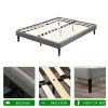 King size Modern Black Platform Bed Frame with Wood Slats