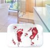 Bath Mat Soft Non-slip Rectangle Scare Your Friends Bloody Footprint Bathroom Mat for Living Room