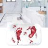 Bath Mat Soft Non-slip Rectangle Scare Your Friends Bloody Footprint Bathroom Mat for Living Room