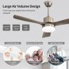 Ceiling Fan with Lights;  52" Ceiling Fan with Remote Control;  Noiseless Reversible DC Motor and 3 Wood Blades;  Timer;  6 Speed for Patio Living Roo