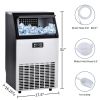 Freestanding Commercial Ice Maker Machine 100LBS/24H;  Auto-Clean Built-in Automatic Water Inlet Clear Ice Cube Maker with Scoop;  Ideal for Supermark