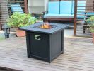 Upland 28&rdquo; Slat Top Gas Fire Pit Table-Black