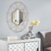 Free shipping Iron Wall Mirror Radial Triangle Round Mirror Iron Wall Mirror Decorative Mirror 25.5inch  Golden  YJ