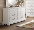 Classic Traditional Style Dresser of 6x Drawers White Finish Bedroom Antique Handles Wooden Furniture