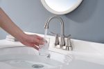 2-Handle 4-Inch Brushed Nickel Bathroom Faucet; Bathroom Vanity Sink Faucets with Pop-up Drain and Supply Hoses