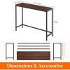 Console Table Metal Frame Industrial Rectangle Wooden Top; Dark Brown