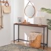 Console Table Metal Frame Industrial Rectangle Wooden Top; Dark Brown