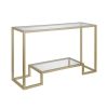 Contemporary Console Table with Glass Top and Shelf