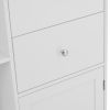 K&K Store Kitchen Cart on 4 Wheels with 2 Drawers and 3 Open Shelves; Kitchen Island with Rubber Wood top for Dinning Room; White