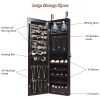 Mirror Jewelry Cabinet Jewelry Organizer Box with 2 LED Lights Brown