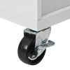 K&K Store Kitchen Cart on 4 Wheels with 2 Drawers and 3 Open Shelves; Kitchen Island with Rubber Wood top for Dinning Room; White