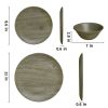 18-Piece Melamine Dinnerware Set; Serves 6; Wood Grain