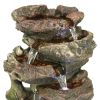 Indoor Calm 5 Step Rock Waterfall Waterfall Table Fountain with LED Lights - 14 Inch