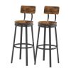 Swivel bar stool set of 2 with backrest; industrial style; metal frame; 29.5'' high.(Rustic Brown; 13.4''w x 40.5''h)