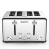 Toaster 4 Slice, Geek Chef Stainless Steel Extra-Wide Slot Toaster with Dual Control Panels of Bagel/Defrost/Cancel Function(Sliver-Black)