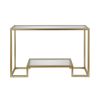 Contemporary Console Table with Glass Top and Shelf