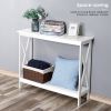 White Console Table; 2-tier Small Narrow Entryway Table with Storage Shelf; 39.4" Sofa Table for Living Room; White