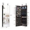 Mirror Jewelry Cabinet Jewelry Organizer Box with 2 LED Lights Brown